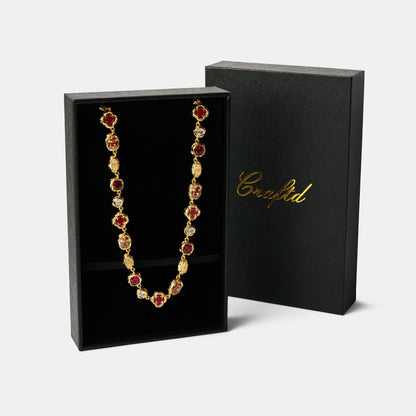 Gold Ruby Gemstone Necklace | Men | Stainless Steel | Melted Design | Gemstone Detail | Steven & Levon
