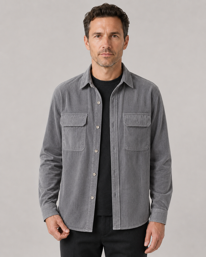 Men's Corduroy Shirt Jacket | Cotton Overshirt | Button Up | Casual Layering | Steven & Levon