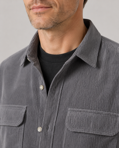 Men's Corduroy Shirt Jacket | Cotton Overshirt | Button Up | Casual Layering | Steven & Levon