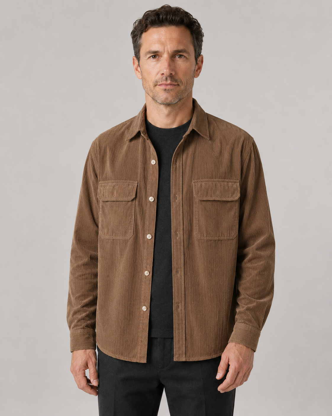 Men's Corduroy Shirt Jacket | Cotton Overshirt | Button Up | Casual Layering | Steven & Levon