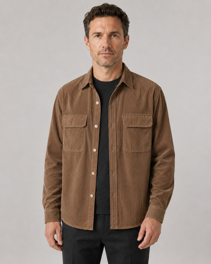 Men's Corduroy Shirt Jacket | Cotton Overshirt | Button Up | Casual Layering | Steven & Levon