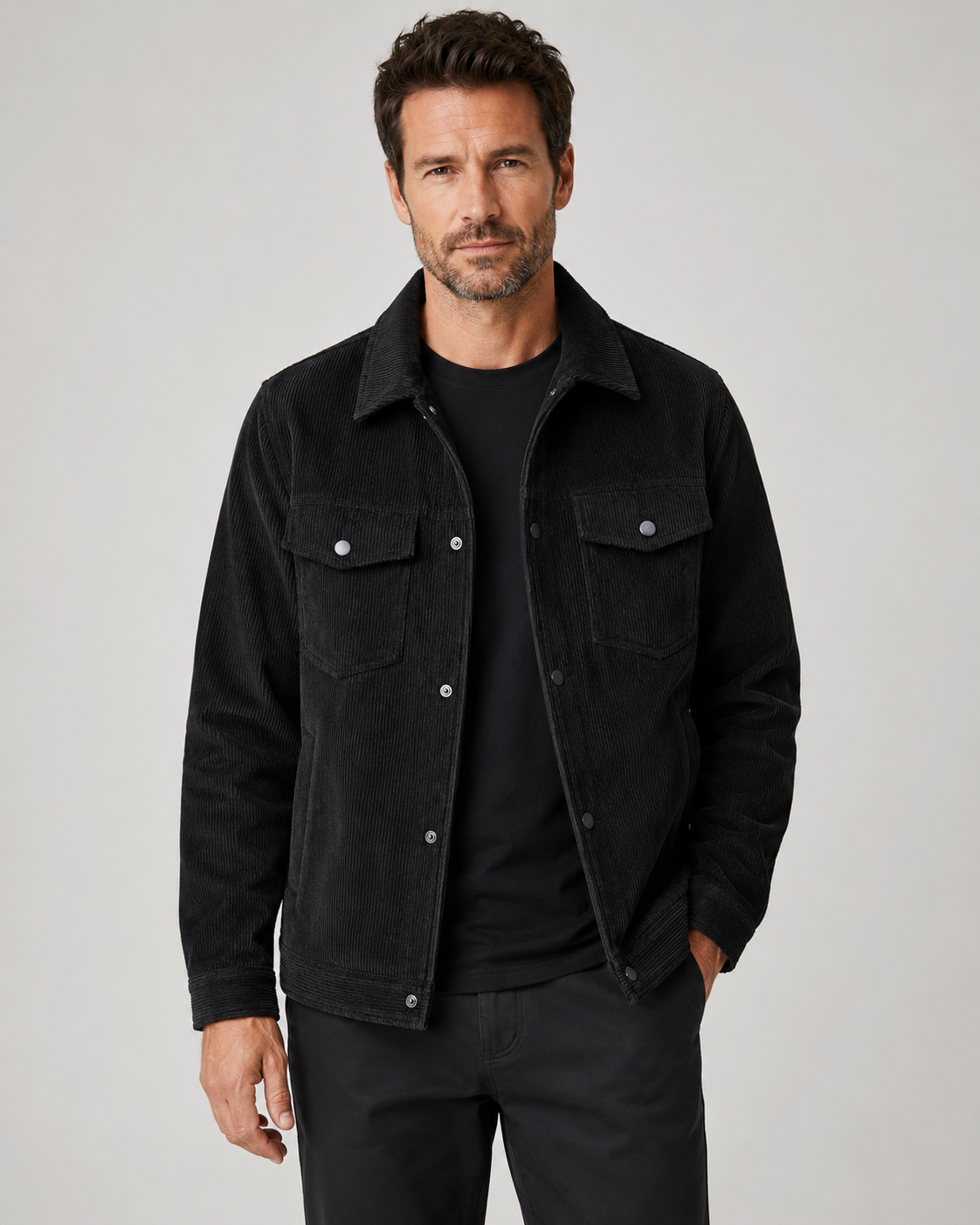 Men's Corduroy Overshirt Jacket | Cotton Shirt Jacket | Chest Pockets | Casual Layer | Steven & Levon