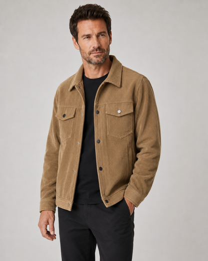 Men's Corduroy Overshirt Jacket | Cotton Shirt Jacket | Chest Pockets | Casual Layer | Steven & Levon
