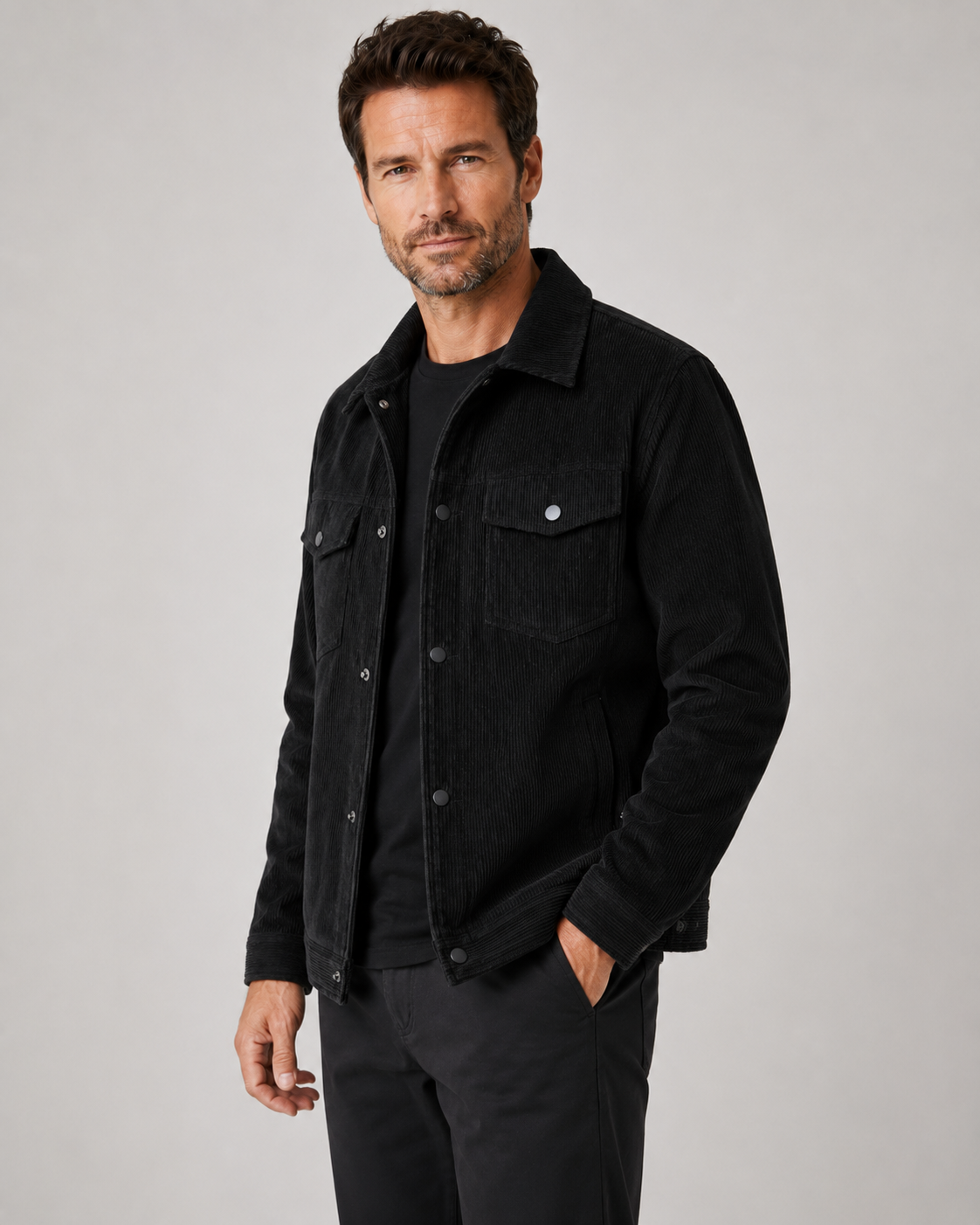Men's Corduroy Overshirt Jacket | Cotton Shirt Jacket | Chest Pockets | Casual Layer | Steven & Levon