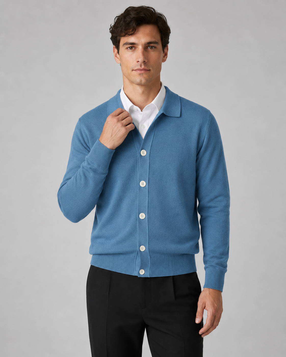 Men's Knit Cardigan | Button Front | Classic Fit | Soft Knit | Smart Casual Layer | Steven & Levon