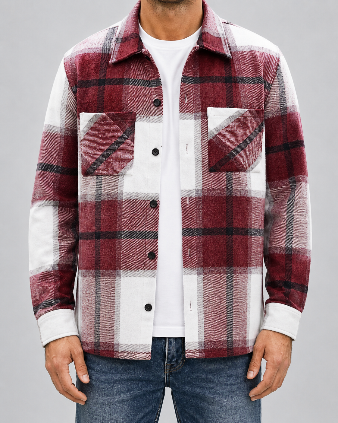 Men's Plaid Flannel Overshirt | Brushed Check Shirt Jacket | Button Up | Warm Casual Layer | Steven & Levon