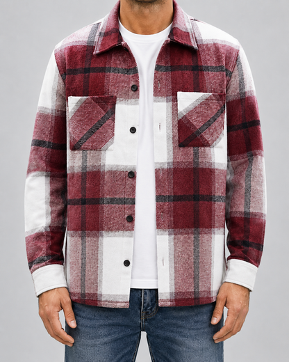 Men's Plaid Flannel Overshirt | Brushed Check Shirt Jacket | Button Up | Warm Casual Layer | Steven & Levon