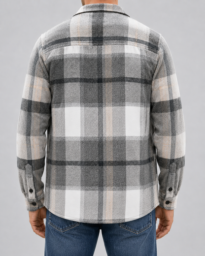 Men's Plaid Flannel Overshirt | Brushed Check Shirt Jacket | Button Up | Warm Casual Layer | Steven & Levon