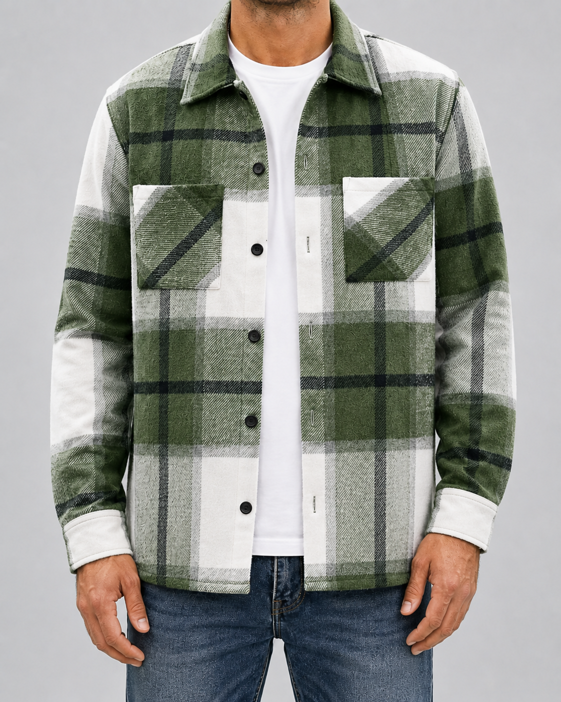 Men's Plaid Flannel Overshirt | Brushed Check Shirt Jacket | Button Up | Warm Casual Layer | Steven & Levon