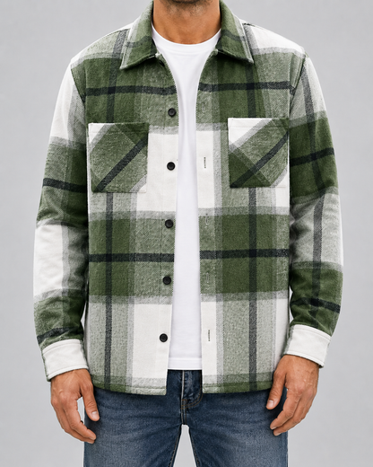 Men's Plaid Flannel Overshirt | Brushed Check Shirt Jacket | Button Up | Warm Casual Layer | Steven & Levon