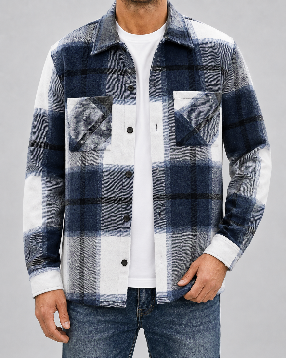 Men's Plaid Flannel Overshirt | Brushed Check Shirt Jacket | Button Up | Warm Casual Layer | Steven & Levon