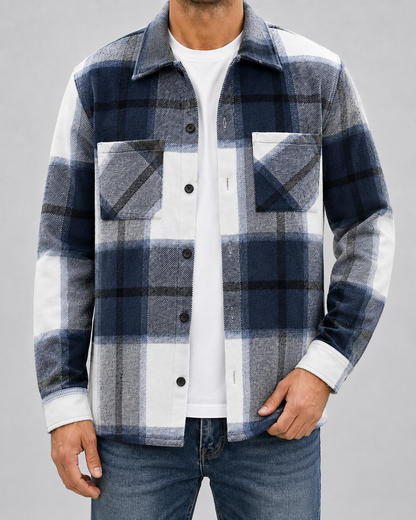 Men's Plaid Flannel Overshirt | Brushed Check Shirt Jacket | Button Up | Warm Casual Layer | Steven & Levon