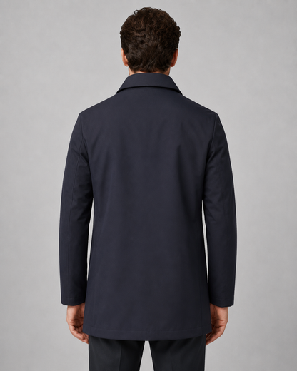Men's Button Up Mac Coat | Point Collar | Lightweight | Smart Casual Outerwear | Steven & Levon