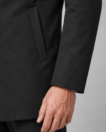 Men's Button Up Mac Coat | Point Collar | Lightweight | Smart Casual Outerwear | Steven & Levon
