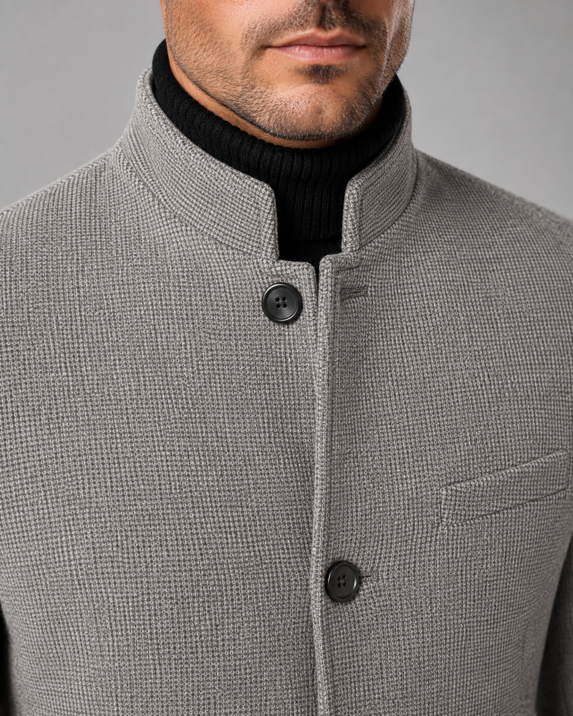 Men's Mandarin Collar Blazer | Tailored Fit | Single Breasted | Smart Casual Jacket | Steven & Levon