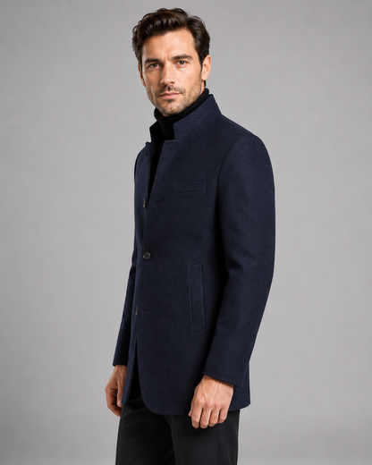 Men's Mandarin Collar Blazer | Tailored Fit | Single Breasted | Smart Casual Jacket | Steven & Levon