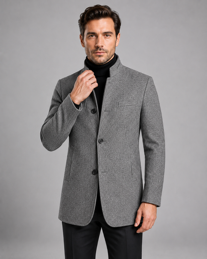 Men's Mandarin Collar Blazer | Tailored Fit | Single Breasted | Smart Casual Jacket | Steven & Levon