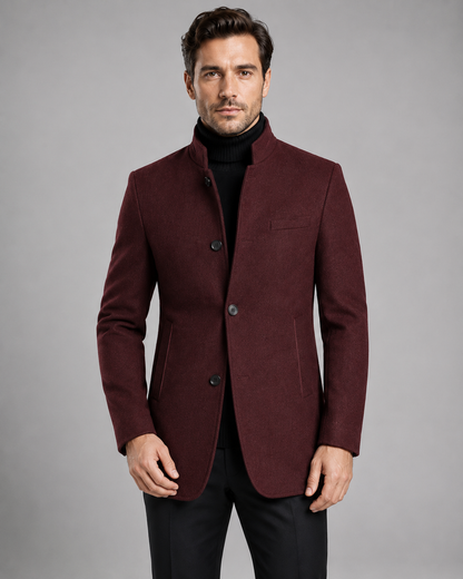 Men's Mandarin Collar Blazer | Tailored Fit | Single Breasted | Smart Casual Jacket | Steven & Levon