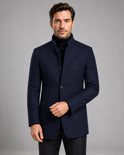 Men's Mandarin Collar Blazer | Tailored Fit | Single Breasted | Smart Casual Jacket | Steven & Levon