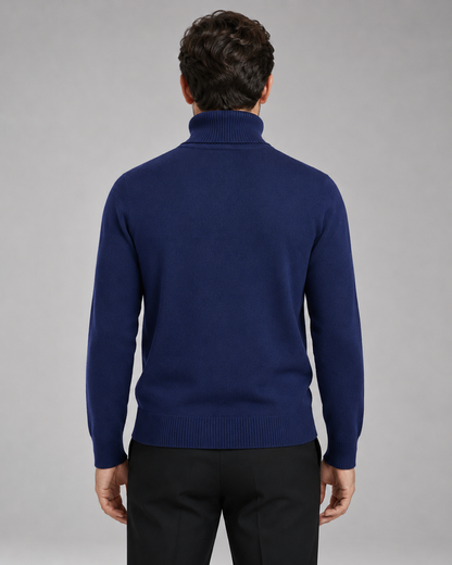 Men's Turtleneck Sweater Fine Knit Roll Neck Classic Fit