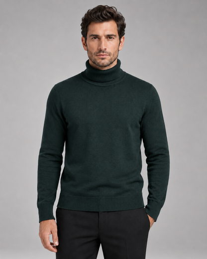 Men's Turtleneck Sweater Fine Knit Roll Neck Classic Fit