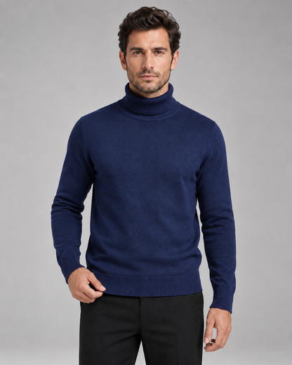 Men's Turtleneck Sweater Fine Knit Roll Neck Classic Fit