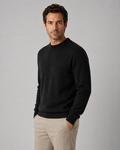 Men's Wool Crew Neck Sweater | Fine Knit | Classic Fit | Lightweight | Smart Casual | Steven & Levon
