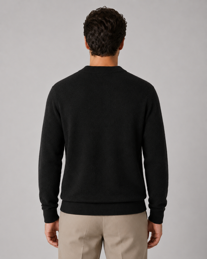 Men's Wool Crew Neck Sweater | Fine Knit | Classic Fit | Lightweight | Smart Casual | Steven & Levon