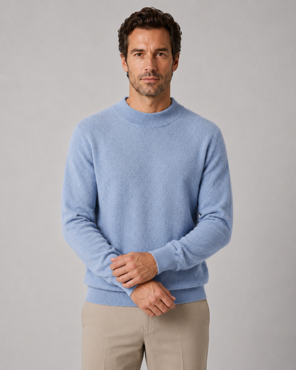 Men's Wool Crew Neck Sweater | Fine Knit | Classic Fit | Lightweight | Smart Casual | Steven & Levon