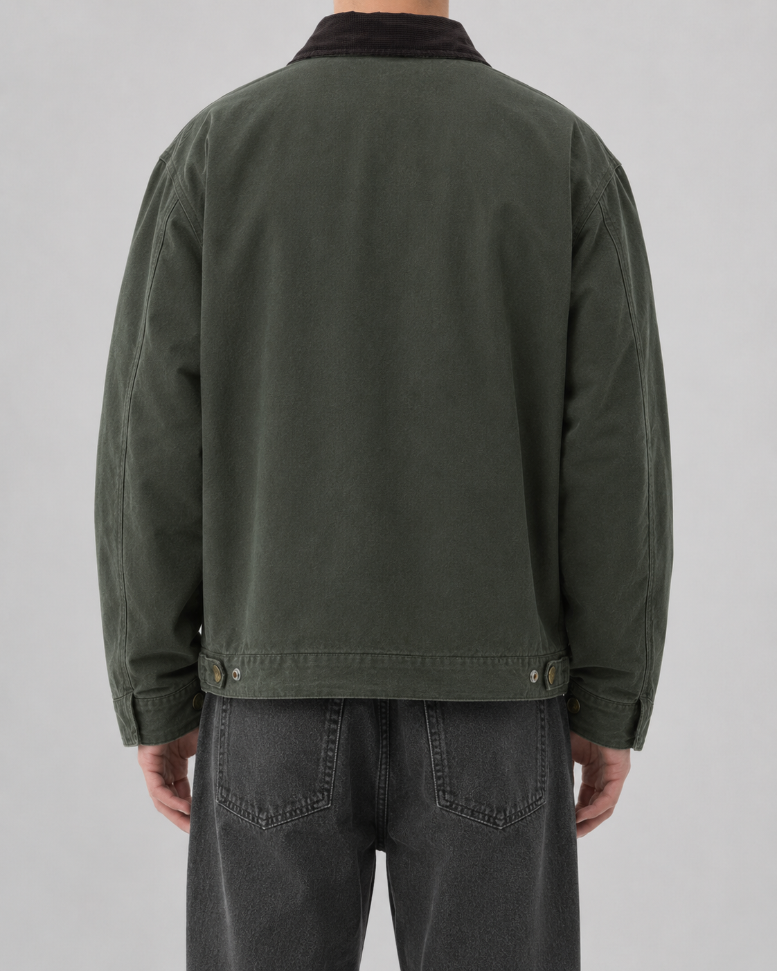 Men's Cotton Canvas Barn Jacket | Corduroy Collar | Button Front | Casual Workwear | Steven & Levon
