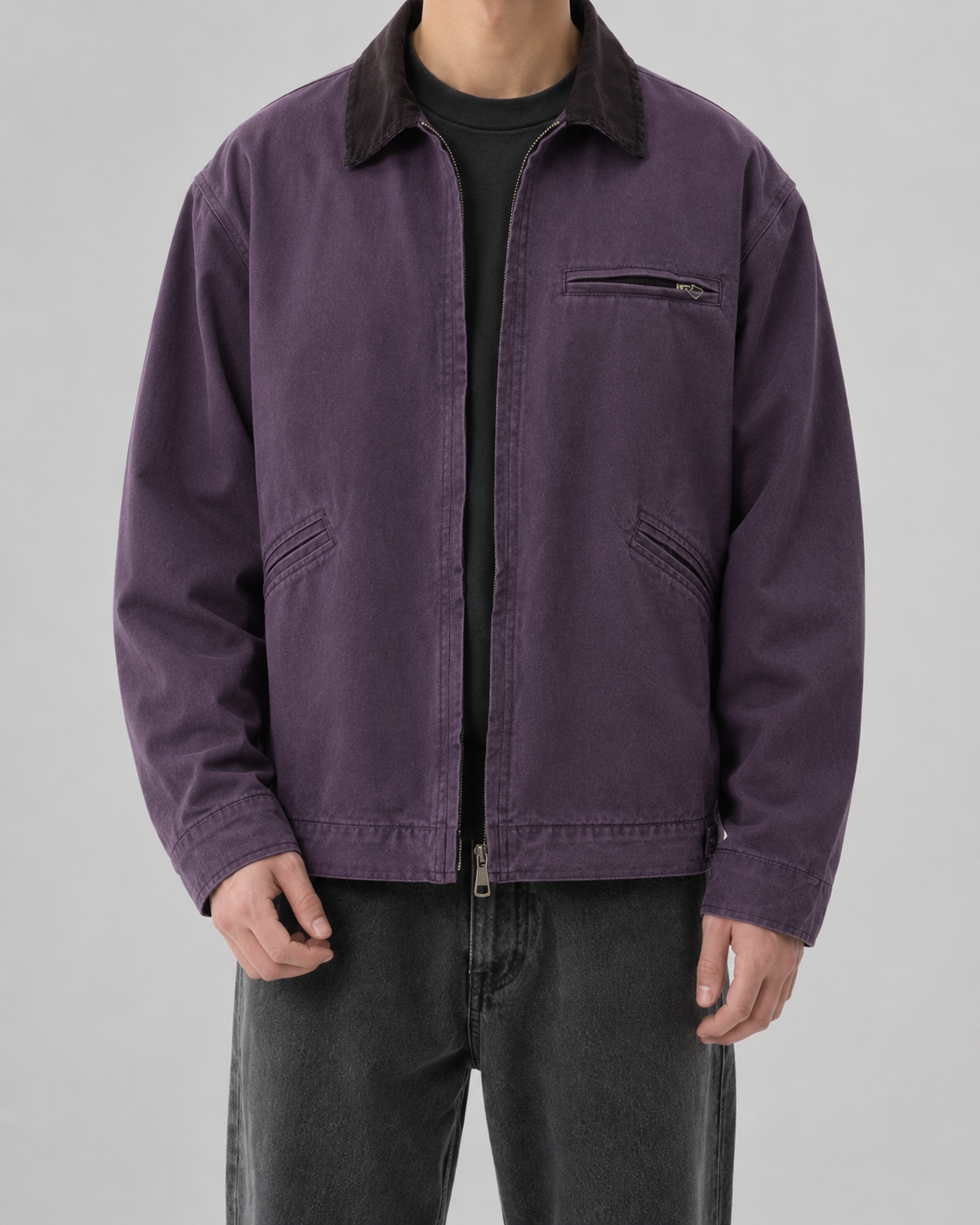 Men's Cotton Canvas Barn Jacket | Corduroy Collar | Button Front | Casual Workwear | Steven & Levon