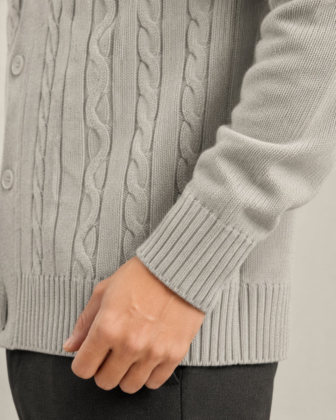 Men's Cable Knit Cardigan | V-Neck | Button Front | Soft Knit | Smart Casual | Steven & Levon