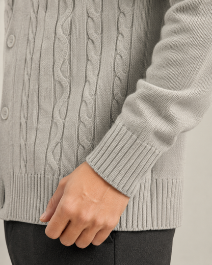 Men's Cable Knit Cardigan | V-Neck | Button Front | Soft Knit | Smart Casual | Steven & Levon