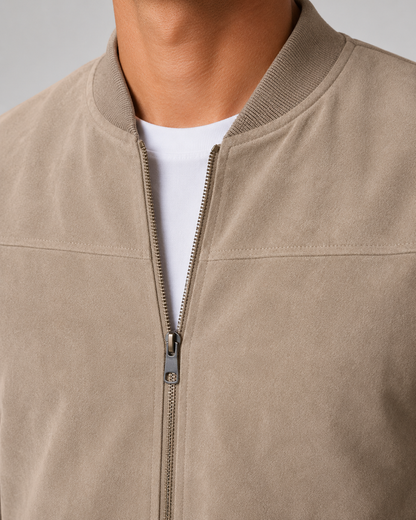 Men's Suede Bomber Jacket | Zip Front | Lightweight | Smart Casual Outerwear | Steven & Levon