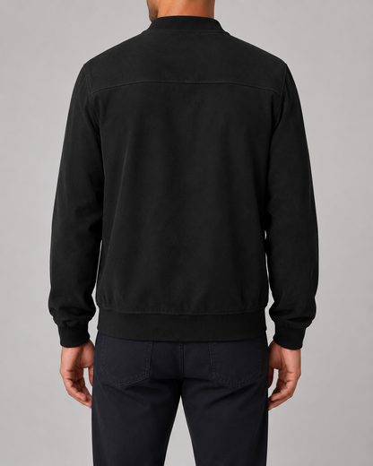 Men's Suede Bomber Jacket | Zip Front | Lightweight | Smart Casual Outerwear | Steven & Levon