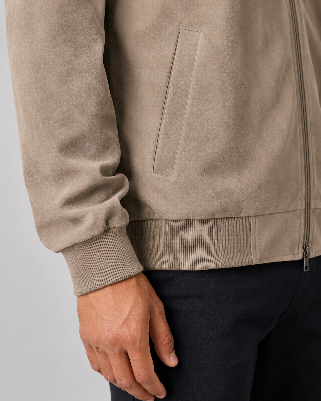 Men's Suede Bomber Jacket | Zip Front | Lightweight | Smart Casual Outerwear | Steven & Levon