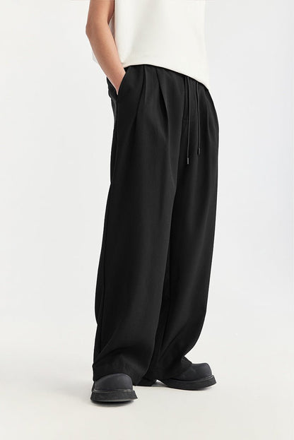 Men's Linen Wide-Leg Drawstring Trousers | Pleated Breathable Casual Pants | Steven & Levon