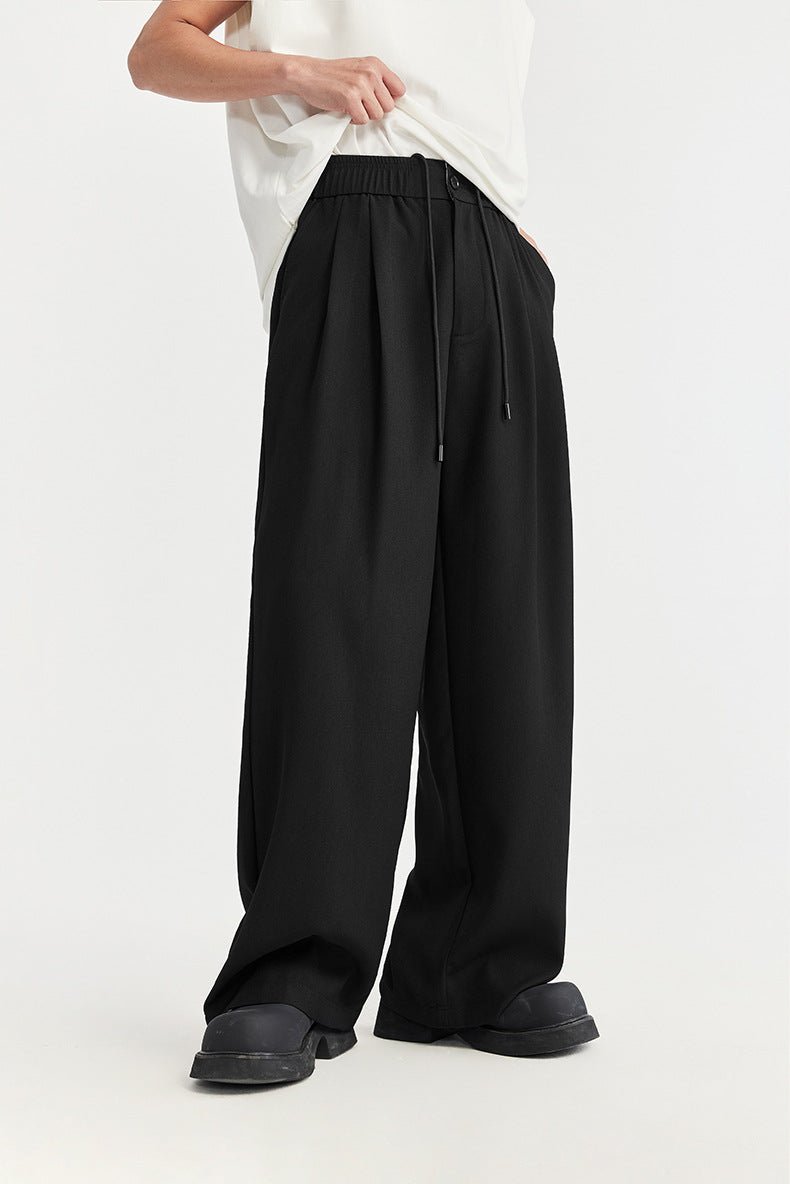 Men's Linen Wide-Leg Drawstring Trousers | Pleated Breathable Casual Pants | Steven & Levon