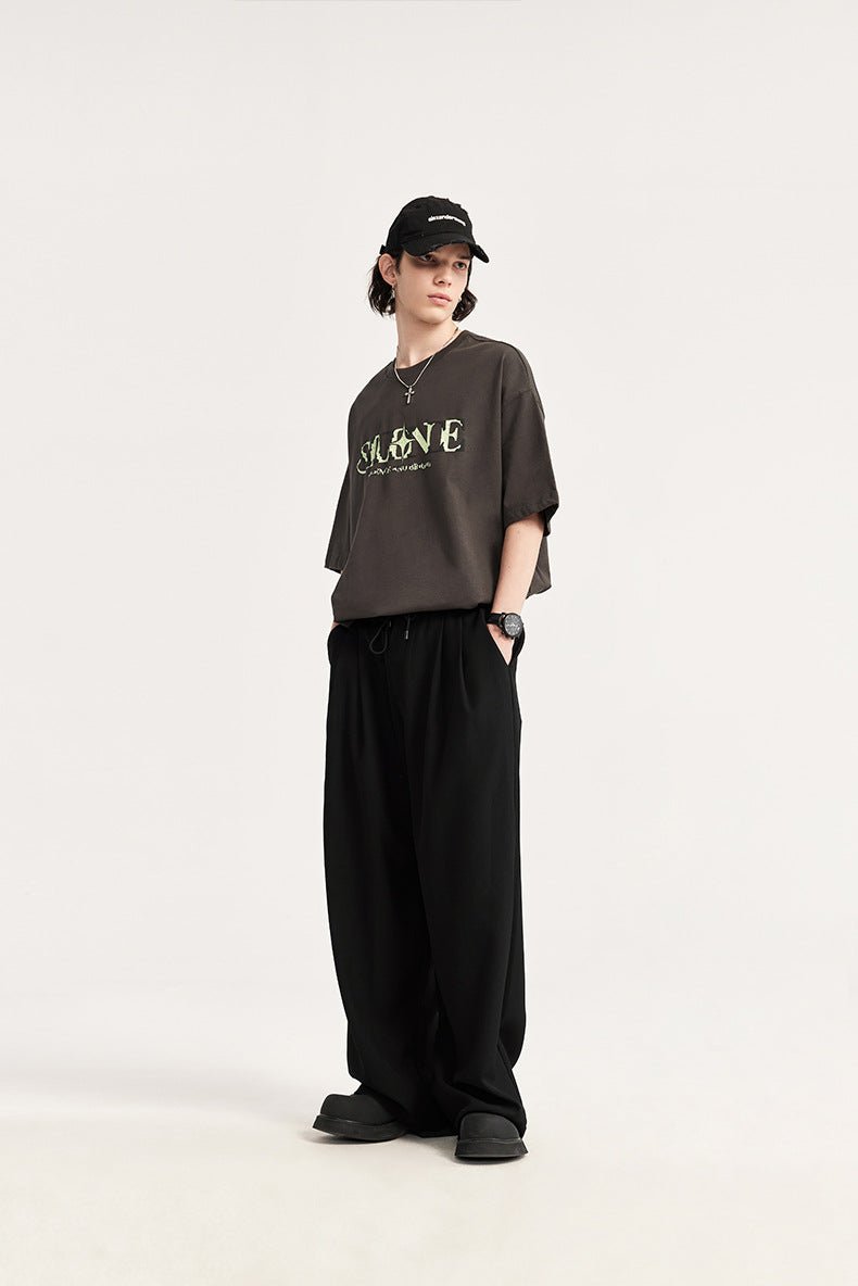 Men's Linen Wide-Leg Drawstring Trousers | Pleated Breathable Casual Pants | Steven & Levon