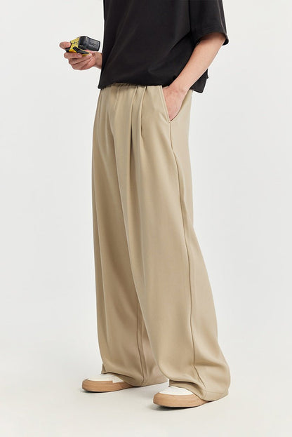 Men's Linen Wide-Leg Drawstring Trousers | Pleated Breathable Casual Pants | Steven & Levon
