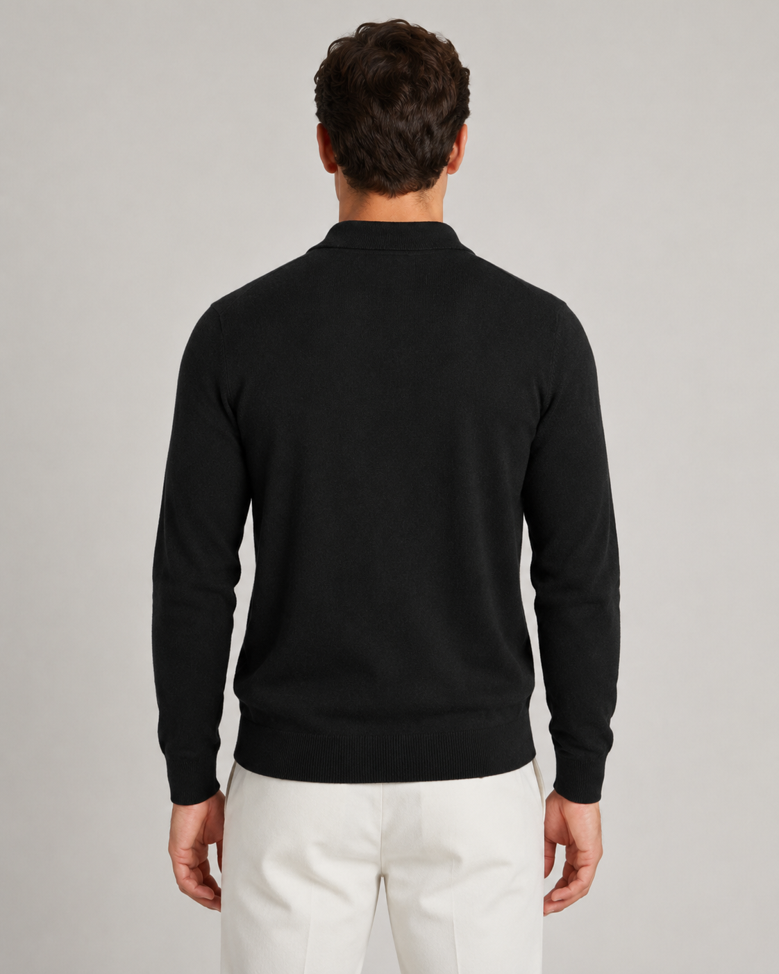 Men's Quarter Zip Knitted Polo | Long Sleeve | Soft Knit | Smart Casual Sweater | Steven & Levon