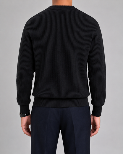 Men's Ribbed Knit Crewneck Sweater | Long Sleeve | Soft Knit | Classic Fit | Steven & Levon