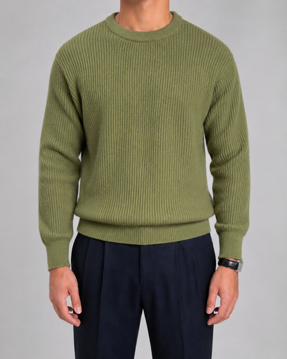 Men's Ribbed Knit Crewneck Sweater | Long Sleeve | Soft Knit | Classic Fit | Steven & Levon