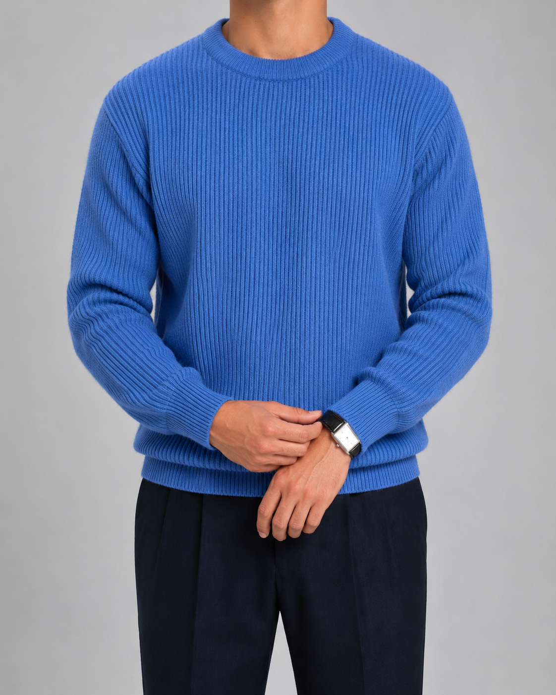 Men's Ribbed Knit Crewneck Sweater | Long Sleeve | Soft Knit | Classic Fit | Steven & Levon