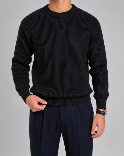 Men's Ribbed Knit Crewneck Sweater | Long Sleeve | Soft Knit | Classic Fit | Steven & Levon
