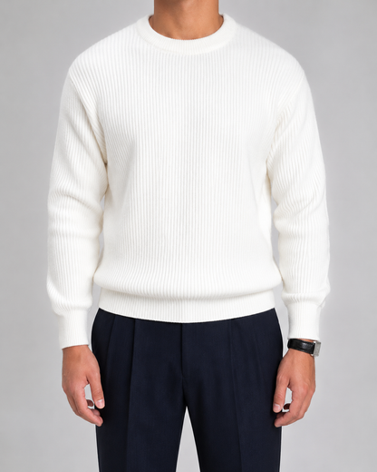 Men's Ribbed Knit Crewneck Sweater | Long Sleeve | Soft Knit | Classic Fit | Steven & Levon