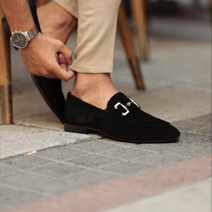 Men’s Slip-On Metal Detail Loafers | Formal Comfort Shoes | Steven & Levon