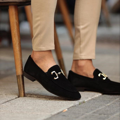 Men’s Slip-On Metal Detail Loafers | Formal Comfort Shoes | Steven & Levon