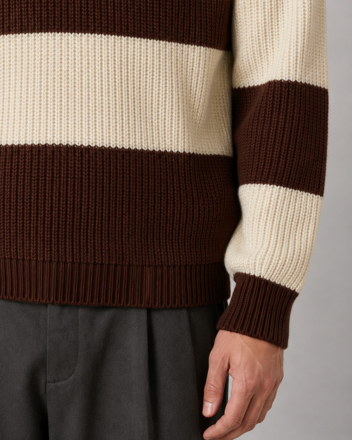 Men's Striped Knit Polo Sweater | Button Collar | Long Sleeve | Soft Knit | Smart Casual | Steven & Levon