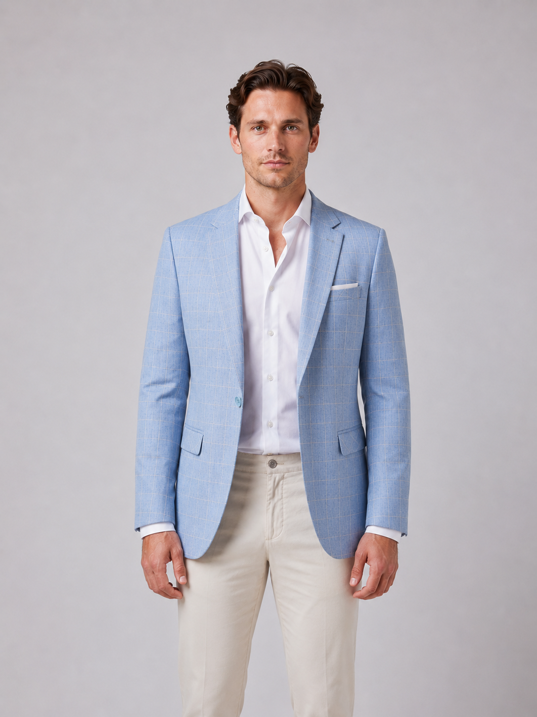 Men's Windowpane Check Blazer | Tailored Fit | Single Breasted | Smart Casual | Steven & Levon